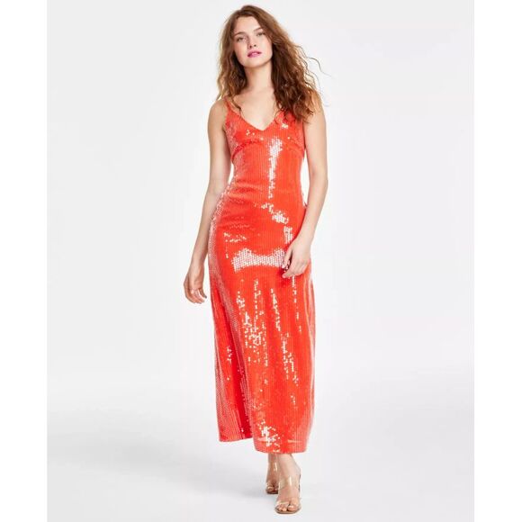 1.STATE Women's Dress Sz 10 Sequin Sleeveless Midi Slip - Picture 1 of 5